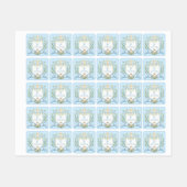 Étiquettes Bleu Grandmillennial Chiot Monogramme Ribbon Crest (Feuille)
