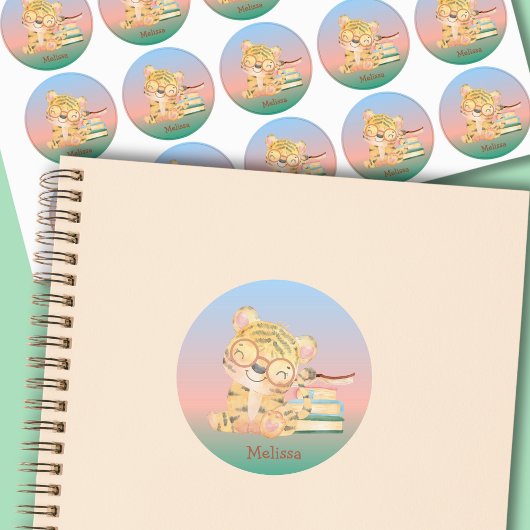Étiquettes Bleu Rose Bleu Bébé Tigre Avec Nom De Livres