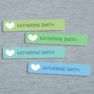 Étiquettes Bleu Turquoise Vert Coeur
