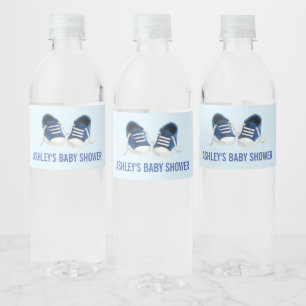 Étiquettes bleus de bouteille d'eau de baby showe