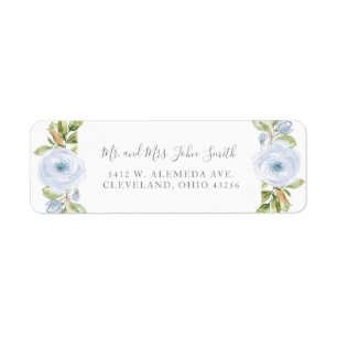 Étiquettes bleus poussiéreux floraux de mariage 