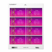 Étiquettes Bling Or Rose Pourpre Princesse Indienn (Feuille entière)