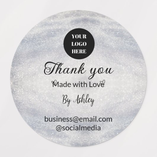 Étiquettes blue sparkle ajouter un logo texte merci escompte (Design 2)