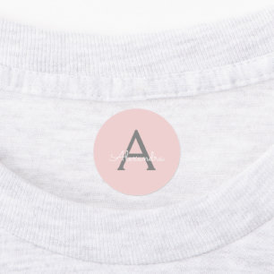 Étiquettes Blush Pink Grey Modern Script Girly Monogram