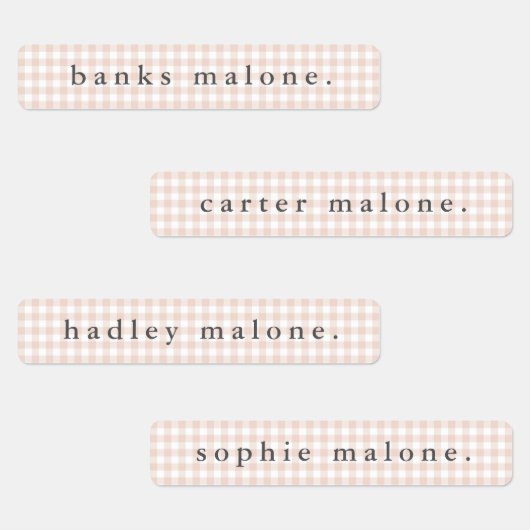 Étiquettes Blush rose En vichy étanche Nom (Groupe)
