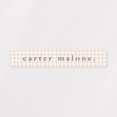 Étiquettes Blush rose En vichy étanche Nom (Design 2)