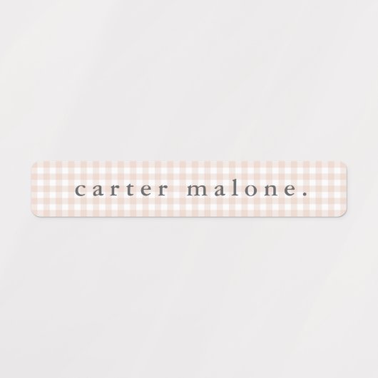 Étiquettes Blush rose En vichy étanche Nom (Design 2)