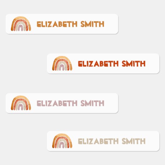 Étiquettes Boho Modern Rainbow Nom personnalisé École (Groupe)
