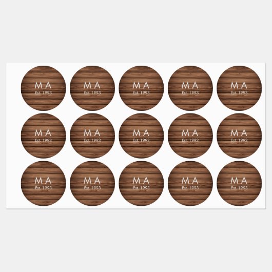 Étiquettes boho rustique Brown ajouter nom lettre année date  (Feuille)