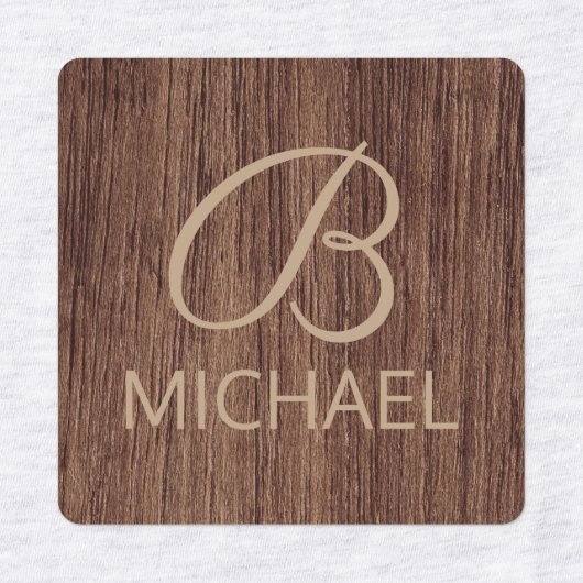 Étiquettes Bois Bois Bois Bois Bois Avec Monogramme Nom Perso (Design 1)