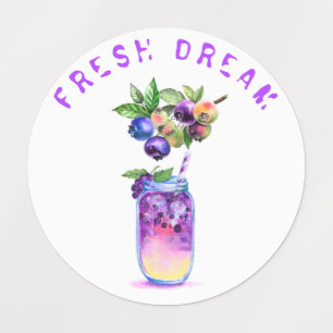 Étiquettes Boisson Cool de jus de bleuet frais - Cocktail d'é