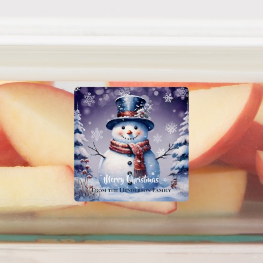 Étiquettes Boisson d'hiver Snowman | Pourpre (Apposé)