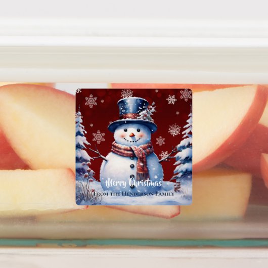 Étiquettes Boisson d'hiver Snowman | Red (Apposé)