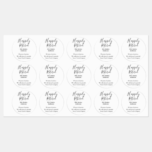 Étiquettes Bonne retraite ajouter le nom années de service à  (Feuille)