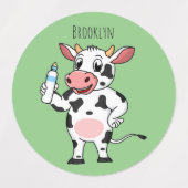 Étiquettes Bonne vache avec dessin animé de biberon (Design 1)