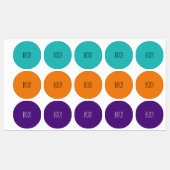 Étiquettes Boo orange turquoise violet éffrayant drôle Hallow (Feuille)