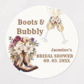 Étiquettes Boots & Bubbly Boho Western Bride douche Party (Design 1)
