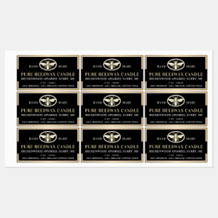 Étiquettes Bougie en cire d'abeille noire Rectangle abeille h