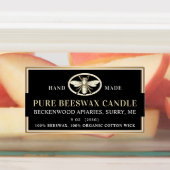 Étiquettes Bougie en cire d'abeille noire Rectangle abeille h (Apposé)