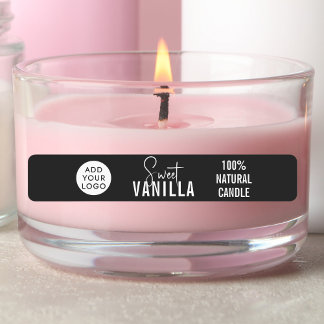 Étiquettes Bougie minimaliste noir | Produit LOGO