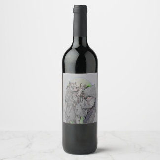 Étiquettes bouteille de vin, Chevaux sauvages, Jeu