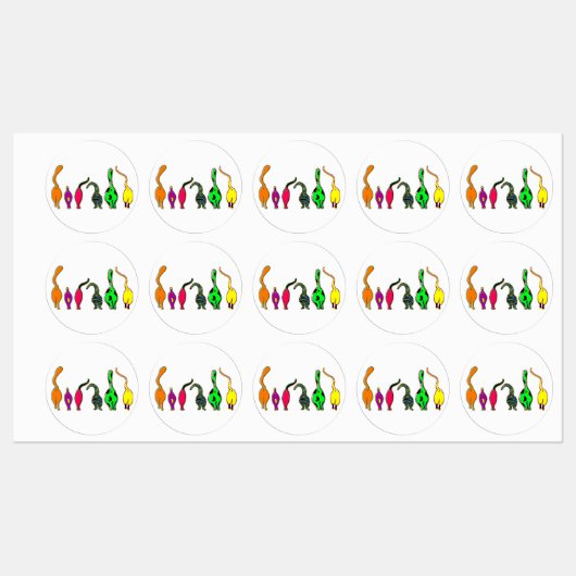 Étiquettes Boutons de chat colorés (Feuille)