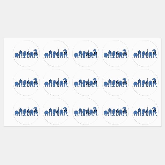 Étiquettes Boutons de chien bleu (Feuille)