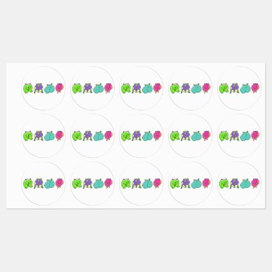 Étiquettes Boutons de hamster colorés (Feuille)