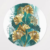 Étiquettes Branche avec Feuilles d'or Ginko Biloba (Design 2)