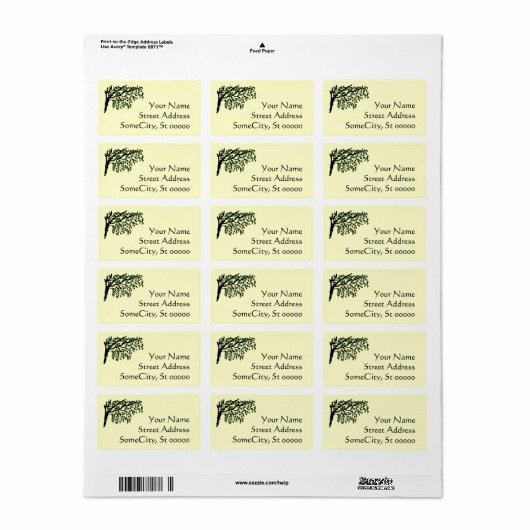 Étiquettes - Branches de pleurs avec adresse (Feuille entière)