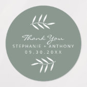 Étiquettes Branches vertes et blanches Mariage Merci (Design 2)