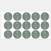 Étiquettes Branches vertes et blanches Mariage Merci (Feuille)