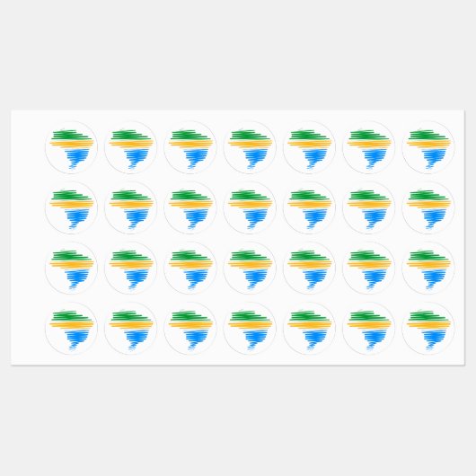Étiquettes Brésil carte frontière avec drapeau brésilien coul (Feuille)