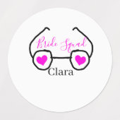 Étiquettes Bride équipe rose googles noirs coeur bridesmaid (Design 2)