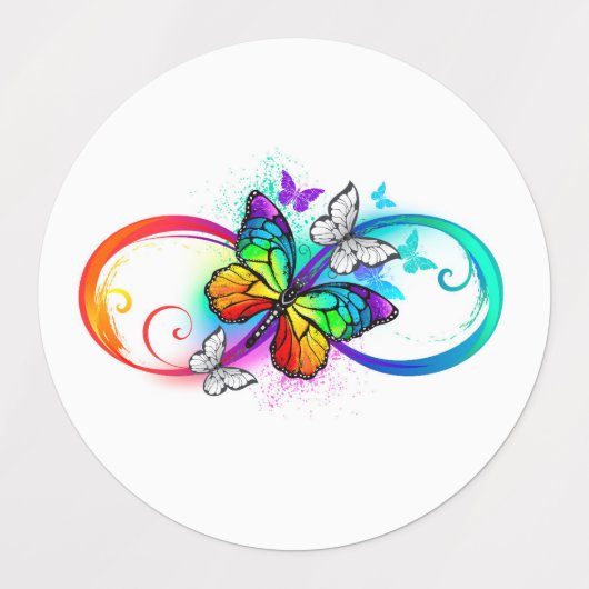 Étiquettes Bright infinity with rainbow butterfly (Design 1)