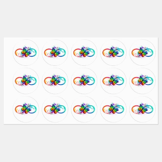 Étiquettes Bright infinity with rainbow butterfly (Feuille)