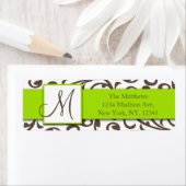 Étiquettes Brown Damask Green Retours Adresse Étiq (En situation)