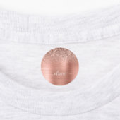 Étiquettes Brushed metal rose Gold Pink Glitter Monogram (Apposé)