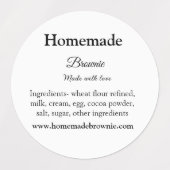 Étiquettes Brwonie maison faite avec amour ajouter site de te (Design 2)