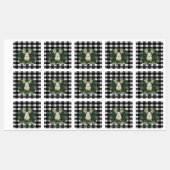 Étiquettes Buffalo Plaid Festif Reindeer Noël (Feuille)