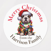 Bulldog mignon animal Aquarelle souhaits de Noël