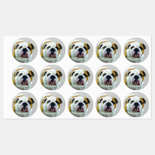 Étiquettes Bulldog Painting - Joli art original chien