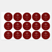Étiquettes Burgundy Crest Wedding Custom Initials (Feuille)