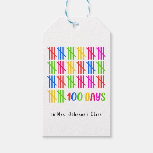 Étiquettes-cadeau 100 Jours de l'école Colorful Tally Mark (Devant)