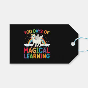 Étiquettes-cadeau 100 jours d'école licorne magique pour filles