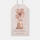 Étiquettes-cadeau 100e anniversaire Rose Gold Cake (Dos)