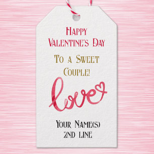 Étiquettes-cadeau 10 Heureuses Saintes-Valentin Nom de couple Balise