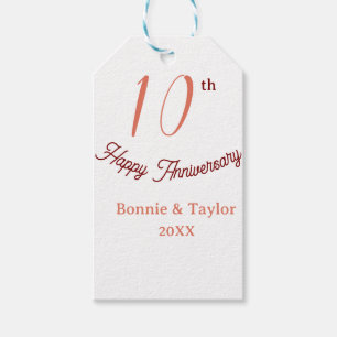 Étiquettes-cadeau 10e anniversaire de mariage nom pastel pêche rétro