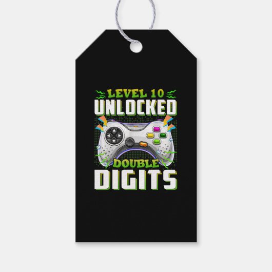 Étiquettes-cadeau 10e anniversaire pour les garçons Double Chiffres (Devant)