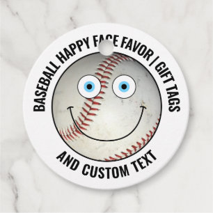 Étiquettes Cadeau 12 Coutume Baseball Party BLUE EYES Happy Face Cad